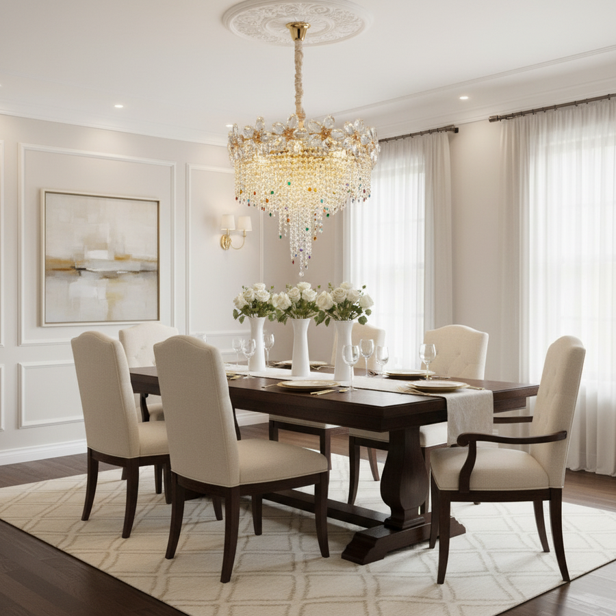 Crystal Chandelier BLOSSOM Magno, 8xE14, 60cm, Shiny Gold, Ρυθμιζόμενο ύψος, Metal and Crystal Crystal Chandeliers Προεπιλεγμένος τίτλος Alessandro Design